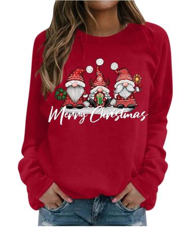 Womens Christmas Snowman Penguin Print Sweatshirt - Red O-Neck Raglan Top - Buy Online on SooperMarket.com
