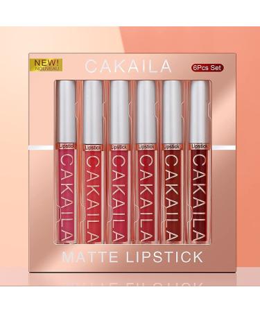 6Pcs Dark Red Matte Liquid Lipstick Set | 24-Hour Long-Lasting Waterproof Lip Stain Makeup | Velvety High Pigmented Nude Lip Gloss Kit for Women - Buy Online on SooperMarket.com