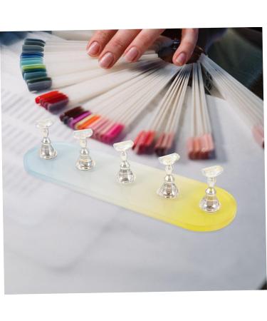 COOLHIYA 1 Set nail practice holder gradient rainbow nail stan training nail stands nail art organiser nail painting stand nail decor nail stands for nail art plastic Acrylic oval Yellow Blue 12.8x3.7cm - Buy Online on SooperMarket.com