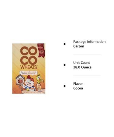 Coco Wheats Hot Cereal Cocoa 28-oz - Delicious Cocoa Flavor - 1.75 Pound Pack - Breakfast Cereal - Buy Online on SooperMarket.com