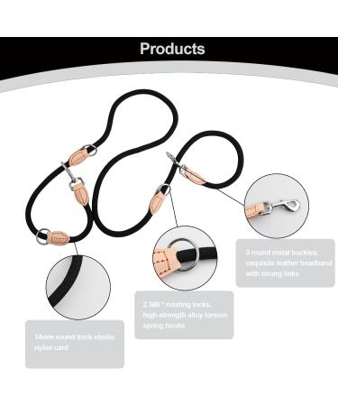 2m Durable Dog Leash with 2 Carabiners - Nylon Double Lined Training Line for Small Medium & Large Dogs | Portable Exercise Leash in Blue - Buy Online on SooperMarket.com