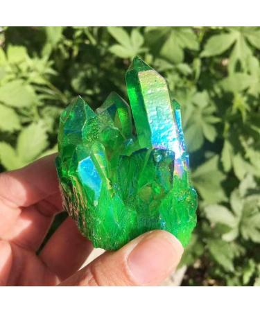 Home Decor 100-120g Natural Crystal Green Angel Aura Quartz Cluster specimens Cured Titanium Coating Quartz Cluster Gifts Natural Crystal Room Decoration FUZEGRDLI (Size : 70g) - Buy Online on SooperMarket.com