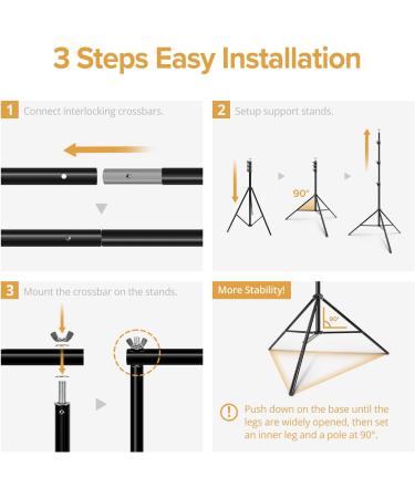 10x9.6ft Heavy Duty Background Support System | Curtain Style Backdrop Stand for Photography and Events | Sturdy Frame with Ring Holder Clips - LimoStudio AGG3003 - Buy Online on SooperMarket.com