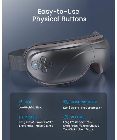 RENPHO Eye Massager with Heat, Vibration & Compression | Bluetooth Music, Rechargeable, Ideal for Relaxing Eye Strain, Dark Circles, Dry Eyes | Improve Sleep | Gray - Buy Online on SooperMarket.com
