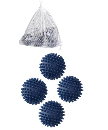 LLGT Eco-Friendly Non-Toxic Alternative Dryer Balls to Fabric Softener 4-Pack with LLGT Bonus Mini Intimates Laundry Mesh Bag (Navy Blue)
