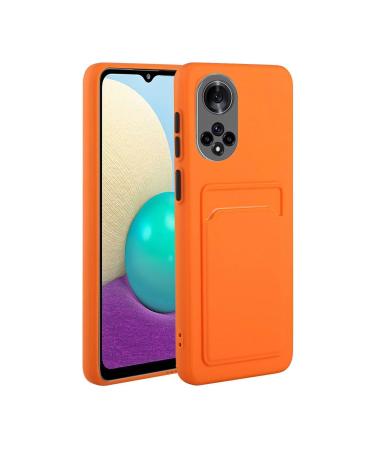 Tivenfezk Nadoli Silicone Case for Honor 50 Ultra thin shockproof scratch -resistant wallet soft TPU protective cover mobile phone case with credit card holder Honor 50 orange