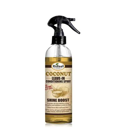 Difeel Shine Boost Leave in Conditioning Spray with 100% Pure Coconut Oil 6 ounce