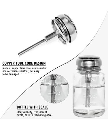 LNQ LUNIQI Glass Pump Dispenser 1 Piece Empty Nail Polish Remover Bottle 80 ml Nail Polish Remover Pump Bottle Push Down Pump Dispenser with Stainless Steel Cap Transparent - Buy Online on SooperMarket.com