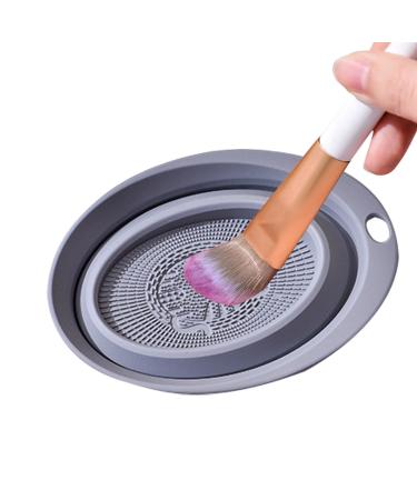 Toseky Silicone Brush Cleaning Pad - Makeup Brush Cleaner Tools Portable Silicone Makeup Brush Cleaner Washing Tools for Girls and Women Grey