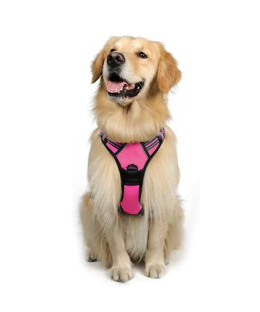 Rabbitgoo dog harness medium -sized dogs anti train crockery dog with control no pull adjustable dog harness large dogs breathable reflex stripes breast harness dog safe guidance pink XL (1 Pack) pink