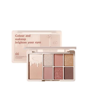 7 Color Milk Tea Color Eye Shadow Palette  Shiny Matte Glitter Pigment Eye Shadow Pallete  High Pigmented Makeup Palette  Eyeshadow Pallet Waterproof Long Lasting for Eye Makeup Palette (Shengqiao Cookies)