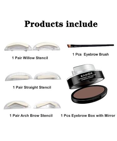 Waterproof Eyebrow Stamp Powder Seal Kit - Dark Brown, Light Brown, Gray - Buy Online on SooperMarket.com