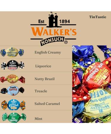 Walkers Toffee Sweets Assorted Flavours and Chocolate Eclairs x 200g Bundle with Silver Window Lid Refillable Tin - Buy Online on SooperMarket.com