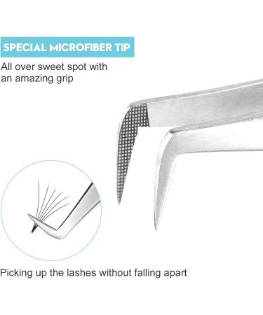 Ms. Queen Volume Fiber Tip Grip Lash Tweezers - Blue | L-Shape Boot Mega Volume Mink Lashes Tweezers - Buy Online on SooperMarket.com
