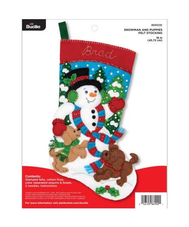 Bucilla Felt Applique Christmas Stocking Kit  18  Snowman and Puppies