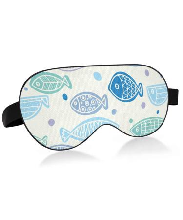 Haskirky Light Blocking Eye Mask Breathable and Adjustable Adult Men and Women Travel on Business Trips Yoga Meditation Light Smooth Comfortable Eye Mask Office Deep Sleep Goodies Cute Cartoon Fish