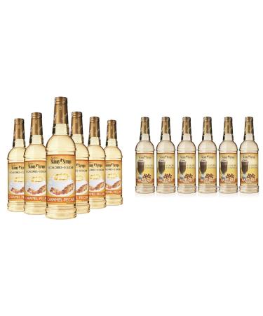 Jordan's Skinny Syrups Caramel Pecan Syrup (750ml Sugar-Free Zero Calorie Keto Friendly) & Hazelnut Syrup (750ml Sugar-Free Zero Calorie Keto Friendly) - Sweet Guilt-Free Duo for Coffee Lovers