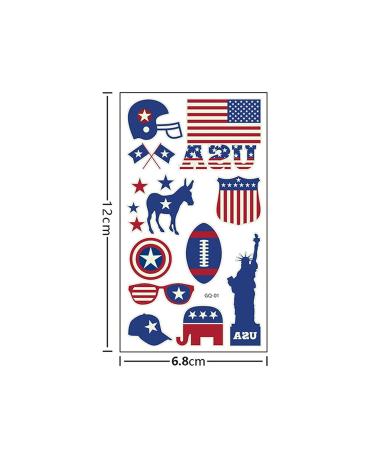 4th of July Glow in the Dark Temporary Tattoos - American Flag Patriotic Stickers for Independence Day Decorations - 10 Sheets - Buy Online on SooperMarket.com
