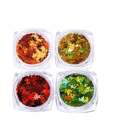 Maple Leaf Nail Art Sequins Maple Leaf Nail Glitters Stickers Autumn Nail Sequins for Nail Art 4 Colors