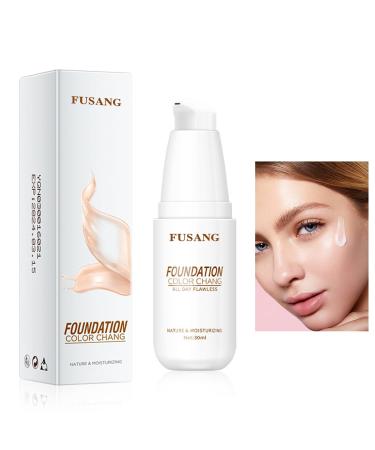 Color Changing Foundation All-Day Flawless Colour Changing Liquid Foundation Makeup Easy to Apply Moisturizing Face Liquid Cover Concealer Foundation Cream Makeup for Women&Girls