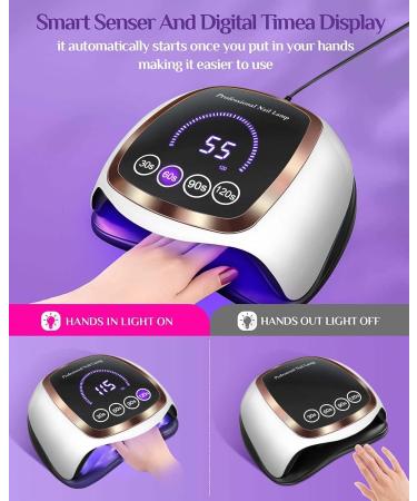 Gugusure 180W UV LED Nail Lamp with LCD Display, Auto Sensor, 4 Timer Settings | Professional Gel Curing Light for Salon and Home Use - Buy Online on SooperMarket.com