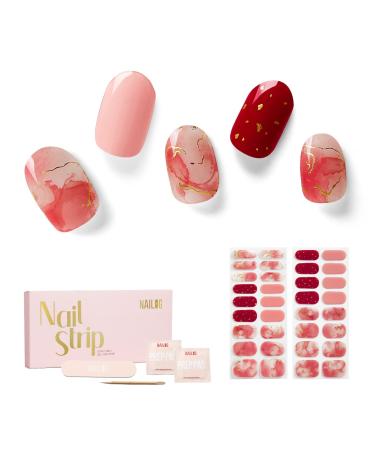NAILOG Semi Cured Gel Nail Strips 34 pcs Salon-Quality Gel Nail Stickers Long Lasting Nail Wraps for Women with Soft Gel Finish Rose Cloud