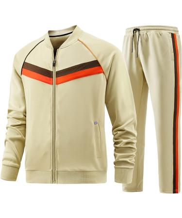 Aiozowa Men's Tracksuit Set | Full-Zip Sweatsuit with Active Jacket & Pants | 2-Piece Outfit - Large - Buy Online on SooperMarket.com