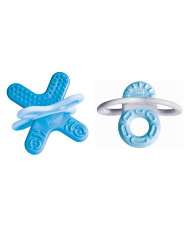 Mam Bite & Relax Set extra light blue bite rings for babies pain-relieving baby dental aid for front and molars from 2+months