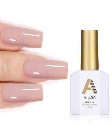 AILLSA Nude Gel Nail Polish 15 ML Pink Nude Color Gel Polish Light Gel Nail Varnish Soak Off UV/LED Nail Lamp Autumn & Winter Color Nail Polish Salon & Home Use Nude Rose