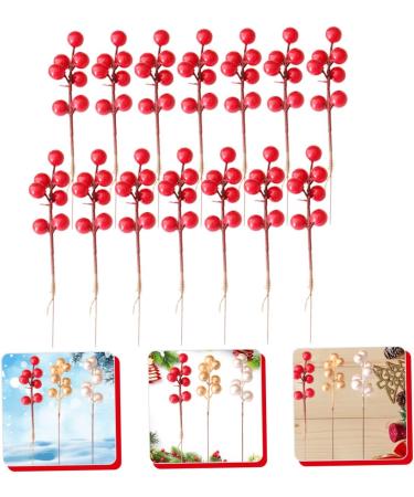 ABOOFAN 60 Pcs Christmas Fruit Christmas Decorations Christmas Holly Berries Christmas Berry Stems Winter Light House Decorations for Home Christmas Tree Fake Berry Foam Red Fruit Wreath Redx3pcs 17x3cmx3pcs - Buy Online on SooperMarket.com