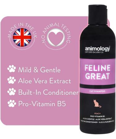 Animology Feline Great Cat Shampoo 250ml - Gentle Peach Fragrance - Skin-Friendly Cat Care - 2 Pack for Clean Healthy Fur - Buy Online on SooperMarket.com
