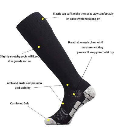 CWVLC Soccer Socks - Team Sport Knee High Socks for Adult Youth Kids | 3-Pair Black Medium - Buy Online on SooperMarket.com