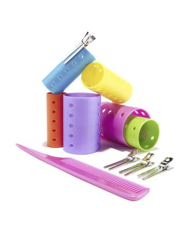 Conair Hair Rollers, Hair Curlers in Assorted Sizes and Colors, Magnetic Hair Curler Set with Comb and Clips Included, 75-Piece Set