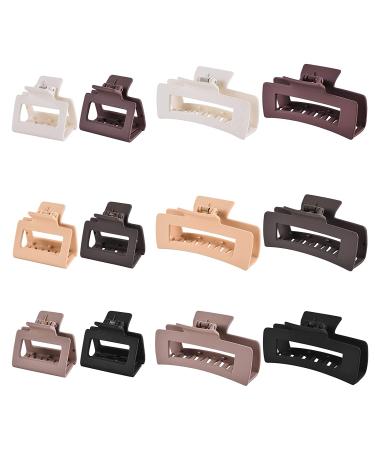 12 Pcs Rectangle Hair Clips Set for Women and Girls - Includes 6 Large Claw Clips for Thick Hair and 6 Small Claw Clips for Thin Hair - Buy Online on SooperMarket.com