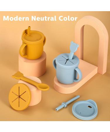 CHENGU Silicone Snack Cup | Spill Proof Food Container for Toddler Baby | Teether Straw & Spoon | 9 Ounce (Yellow) - Buy Online on SooperMarket.com