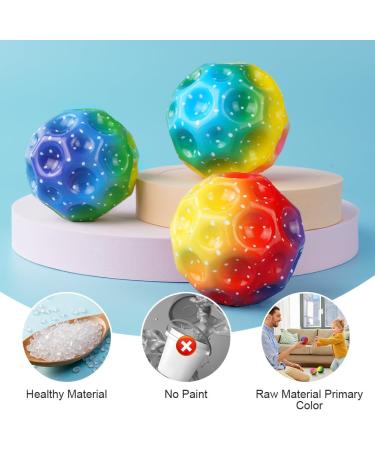Osdue 3PCs Astro Jump Ball - Super High Bouncing Rainbow Foam Balls for Kids' Parties | Lightweight Spring Rubber Ball with Fun Noise - Buy Online on SooperMarket.com