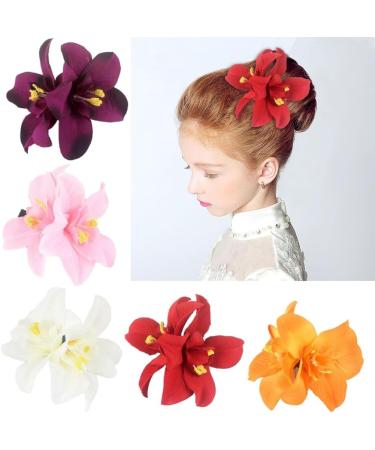 JSGHGDF Fabric Flower Hair Clip for Women Elegant Cloth Flower Side Clip Hair Style Accessories Ponytail Holder Barrettes Purple - Buy Online on SooperMarket.com
