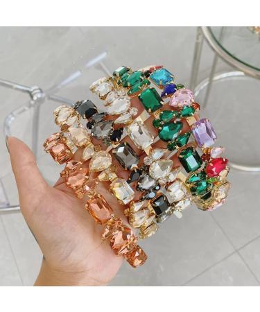 Wiwpar Thin Rhinestone Headbands for Women Elastic Rhinestone Head Bands Vintage Headband Hair Hoop Hair Accessories (Colorful)