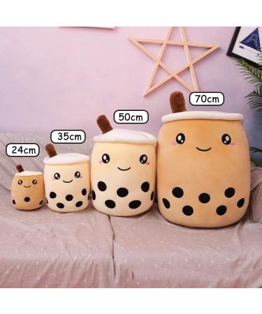 AMOZO Cute Cartoon Boba Milk Tea Plush Doll - 24cm Beige Giant Bubble Plushie Stuffed Pillow Toy - Buy Online on SooperMarket.com