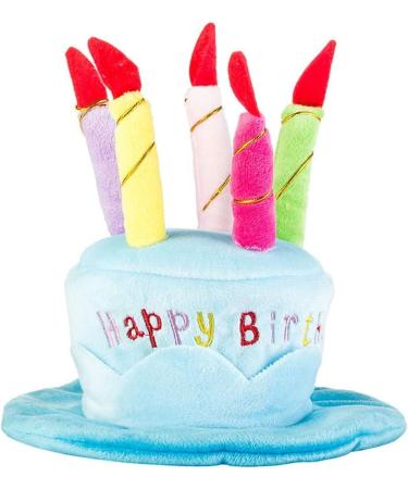 Cute Birthday Cake Hat for Pets with 5 Color Candles - Blue - Buy Online on SooperMarket.com