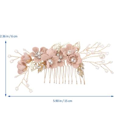 Minkissy Pearl Crystal Wedding Hair Comb - Pink Rhinestone Flower Bridal Hair Accessories - Buy Online on SooperMarket.com