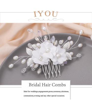 IYOU Princess Wedding Hair Combs White Flower Headpiece Pearl Bridal First Communion Hair Accessories for Girls - Buy Online on SooperMarket.com