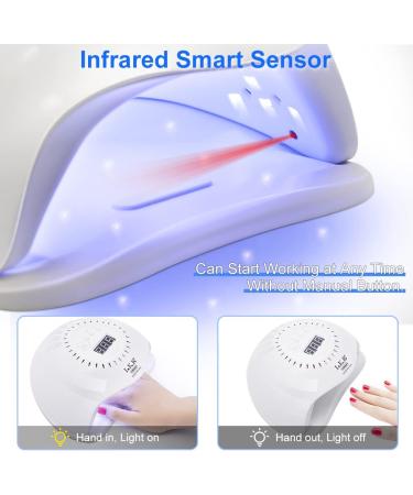 168W Led UV Nail Lamp for Quick-Drying Gel Nails | 10s 30s 60s 99s Timer | Home & Salon Use - White - Buy Online on SooperMarket.com