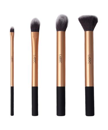 Kabuki Makeup Brushes Set 4pc LaRoc - Complete Beginner Collection | Contour Brush Foundation Brush Detailing Brush Buffing Brush Liquid & Powder Face Make-Up Brush Set