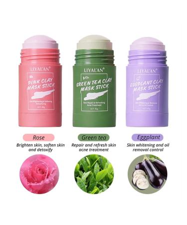 Liyalan Green Tea & Rose Mask Stick Duo - Deep Cleanse, Blackhead Remover, Skin Brightening, Pore Cleansing - Buy Online on SooperMarket.com