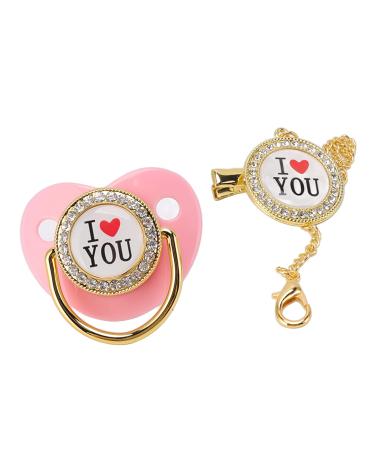 Bling dummy pacifier dummy pacifier set exquisites attractive gift prevents loss healthy pacifier i love you newborn party topic