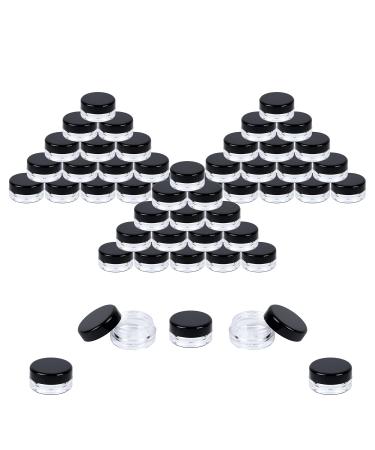 Houseables 3 Gram Jar, 3 ML, Black, 50 Pk, BPA Free, Cosmetic Sample Empty Container, Plastic, Round Pot, Screw Cap Lid, Small Tiny 3g Bottle, for Make Up, Eye Shadow, Nails, Powder, Paint, Jewelry 50 Count (Pack of 1) Black