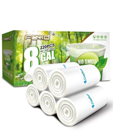 Clear Medium Garbage Bags  FORID 8 Gallon Trash Bags 30 Liter Wastebasket Bin Liners 220 Count Plastic Trash Bags for Bathroom Bedroom Office Trash Can 220 Count (Pack of 1)