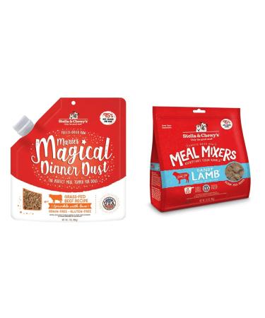 Stella & Chewy's Freeze-Dried Raw Dog Food Toppers | Marie's Magical Dinner Dust Grass-Fed Beef (7 oz) + Dandy Lamb Meal Mixer (3.5 oz) Beef + Lamb Meal Mixer 198 g (Pack of 1)