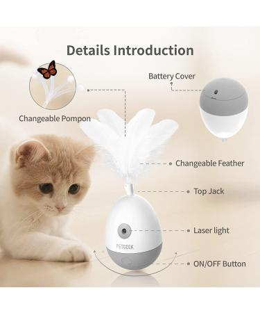 PETGEEK Laser Pointer Cat Toy - Interactive Kitten Toy with Bird Squeaky - Automatic Rotating Cat Laser Pointer - Indoor Cat Toys Gray - Buy Online on SooperMarket.com